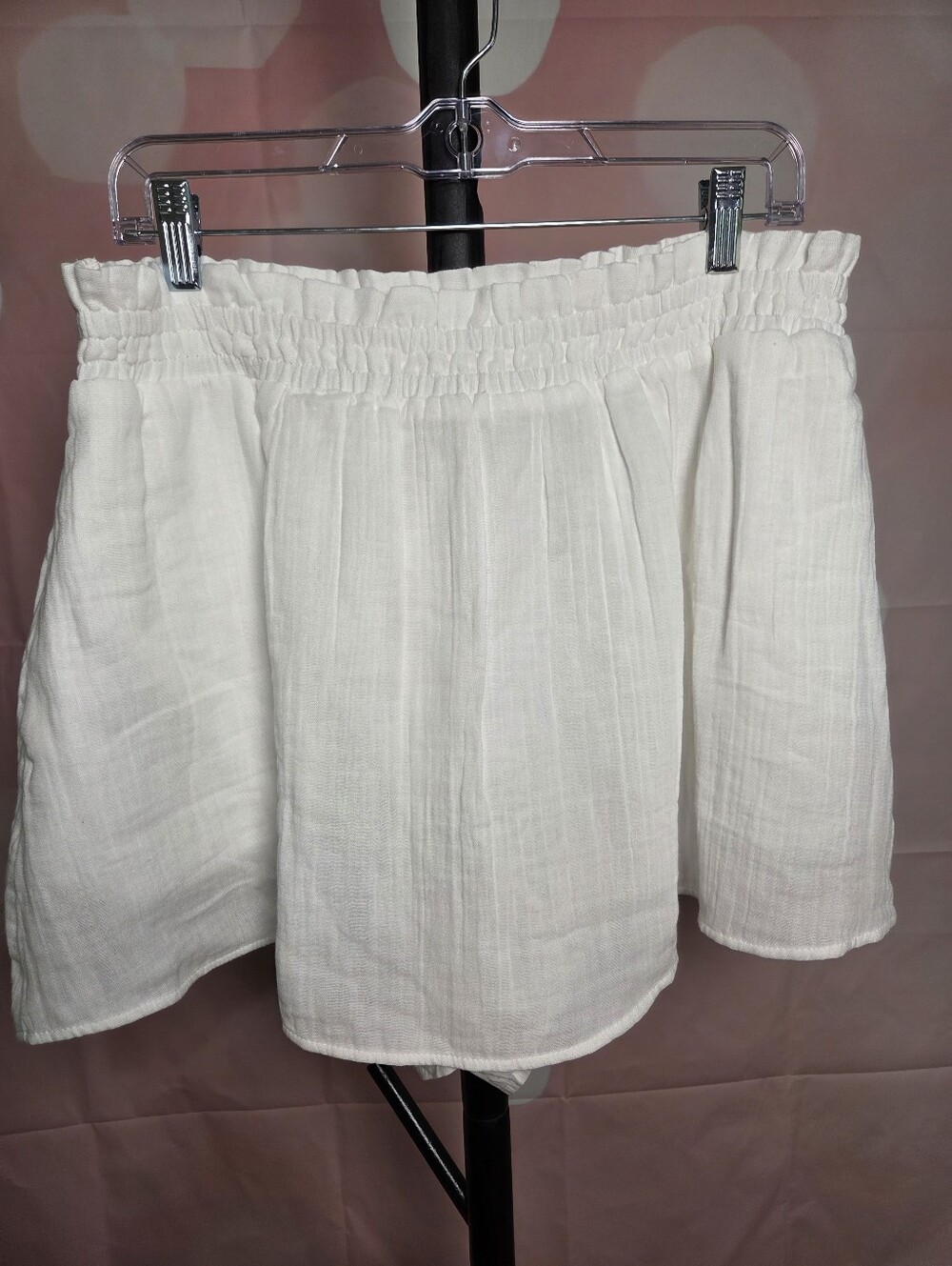 Old Navy Large White Elastic Waist Gauze Mini Skirt With Under Shorts NWOT